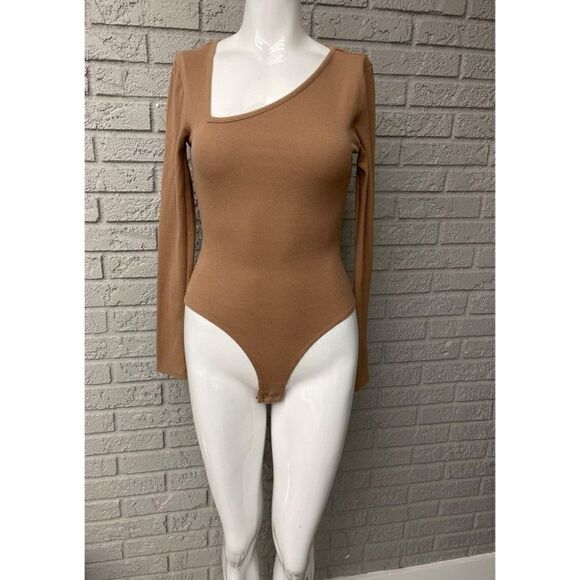 7 For All Mankind Asymmetrical Long Sleeve Bodysuit Size S - Picture 1 of 11